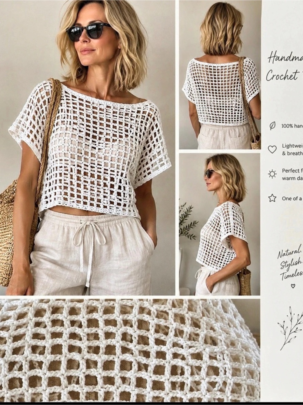 White Crochet Crop Top